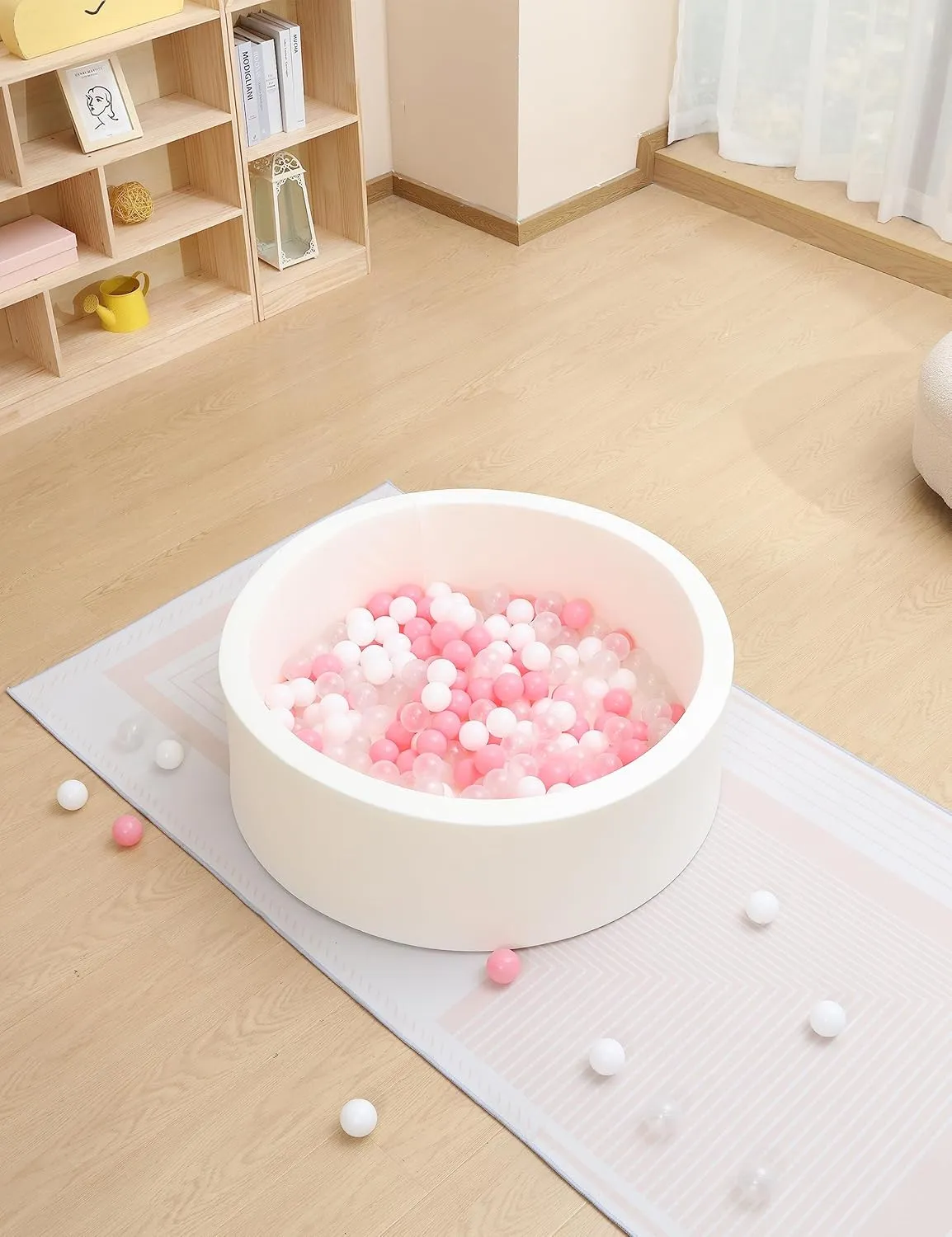 for Toddlers with 200 Plastic Pit Balls, Round 35.4" x 11.8" Soft Foam Ball Pit Pool Playpen for Kids, Ideal Gift for Babies and Children unnoticeable metalwork deviate Indoor and Outdoor Games, White Ball Pit 