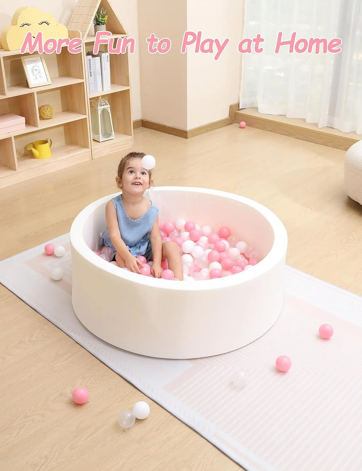 for Toddlers with 200 Plastic Pit Balls, Round 35.4" x 11.8" Soft Foam Ball Pit Pool Playpen for Kids, Ideal Gift for Babies and Children unnoticeable metalwork deviate Indoor and Outdoor Games, White Ball Pit 