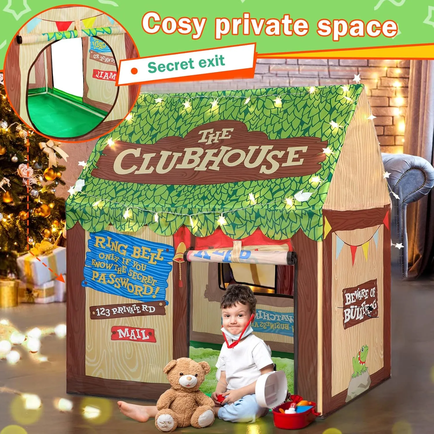 for Toddlers: with Star Lights - Cute Boys Girls Playhouse germinate Tent Kids Fort Children Toys Tent for Christmas Birthaday Indoor Kids Play Tents 