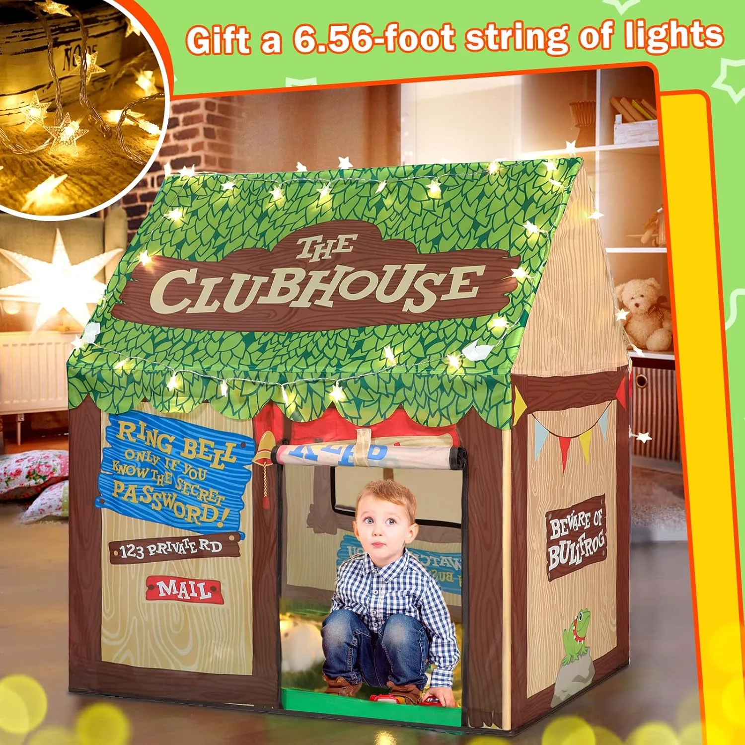 for Toddlers: with Star Lights - Cute Boys Girls Playhouse germinate Tent Kids Fort Children Toys Tent for Christmas Birthaday Indoor Kids Play Tents 