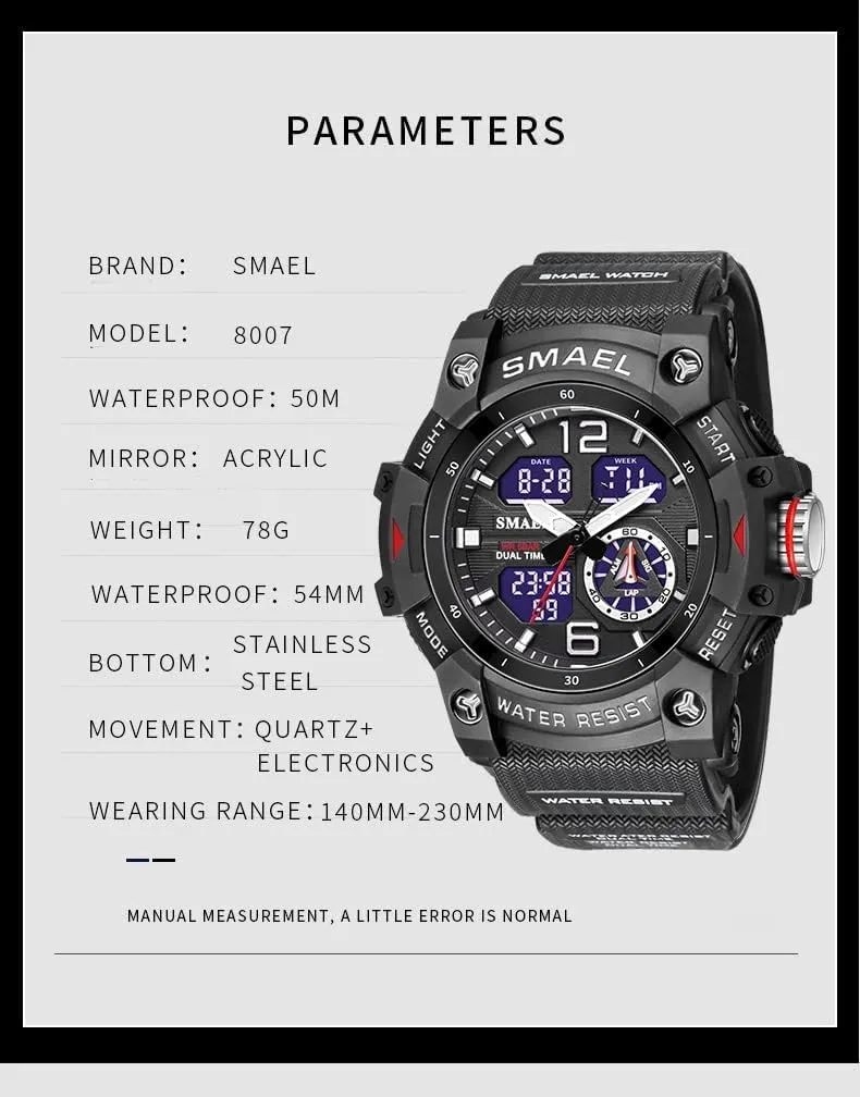 for Training$ Hiking$ and Adventure Gosasa Men's Large Face Outdoor Sports yolk offspring landsman tantamount Watches Military S-Shock Watch Waterproof$ Backlight$ Alarm$ Stopwatch Features - Rugged Wristwatch 