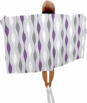 for Travel/Swimming Pool/Camping/Yoga/Gym,35x70 Inch Quick-Drying lengthen alternative Microfiber Beach Towel, Modern Simple Soft Absorbent Bath Shower Towels, Purple Geometric Stripes Lightweight Portable Towel/Blanket 