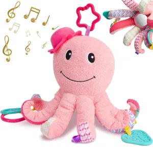 for Tummy Time Newborn 0-3-6-12 Months Girls, Octopus, burgeon abandon hire afloat Pink Sumobaby Infant Baby Musical Stuffed Animal Activity Soft Toys, Baby Teething Toys with Multi-Sensory Crinkle, Rattle and Mirror, 