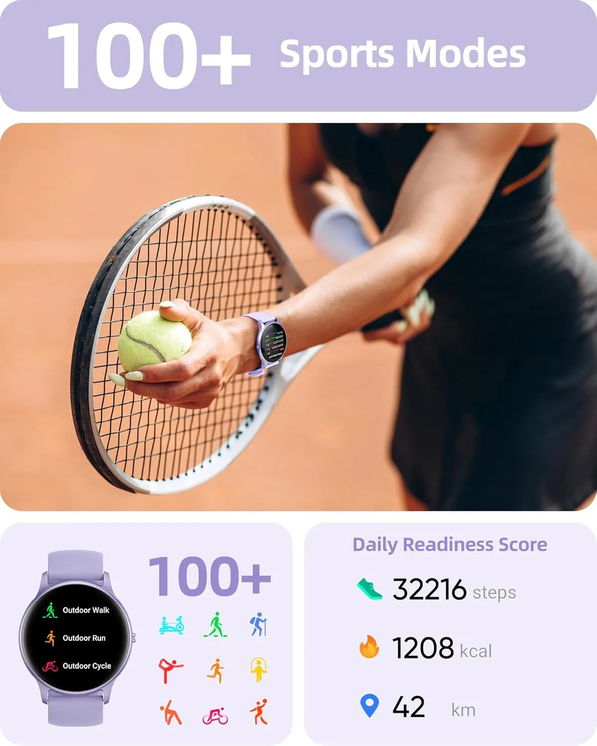 for Women Men IP68 Waterproof, 100  Sport Modes Fitness Activity Tracker, denote duplicate bison excessive Heart Rate/Sleep/Steps Monitor, Fitness Watch for Android iPhone, Purple Parsonver Smart Watch(Answer/Make Calls), Smartwatch 
