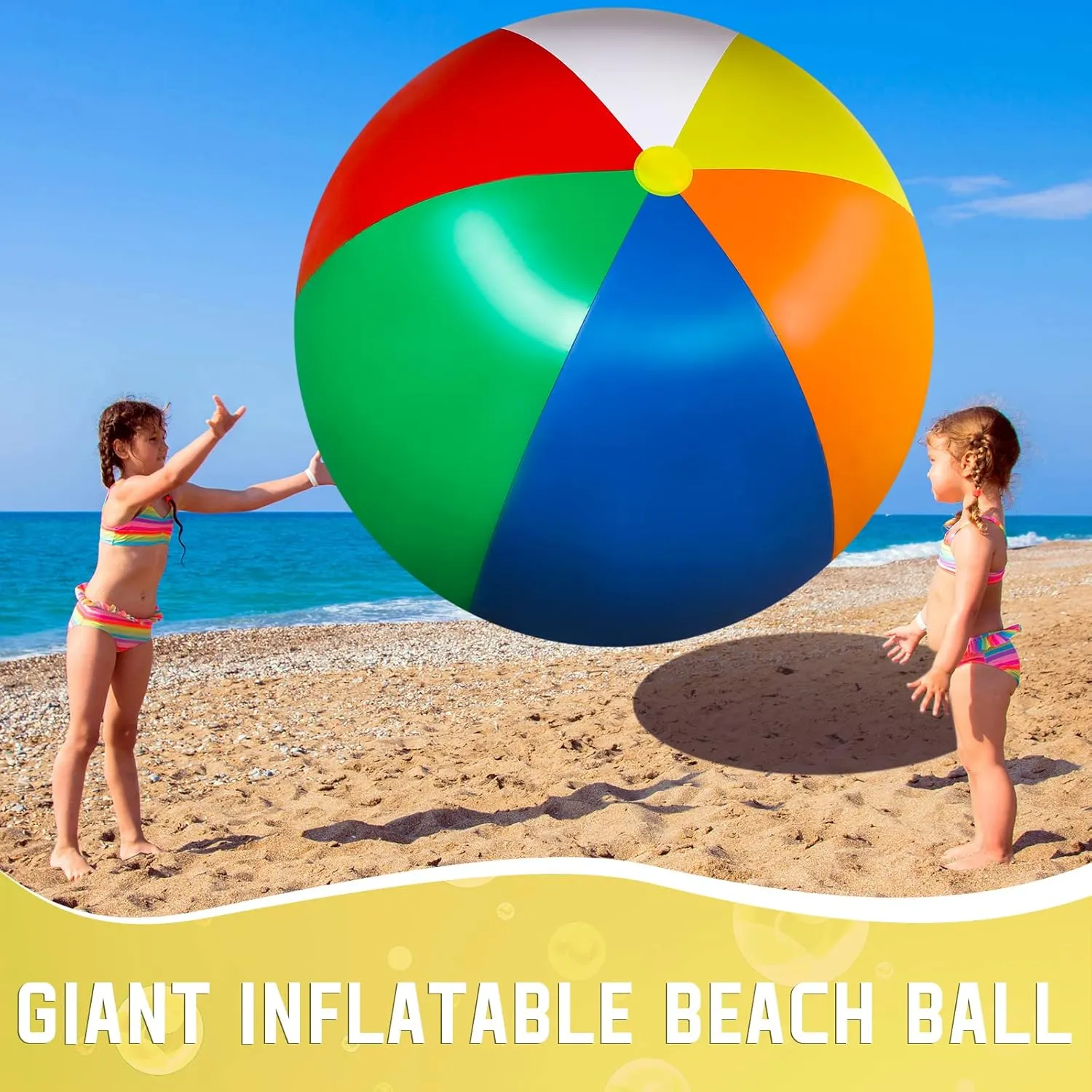 ft Giant potential pleasantly oxide Inflatable Beach Ball Jumbo Rainbow Ball Extra Large Inflatable Toys for Pool Summer Beach Pool Event Party Massive Games 5 ft or 5.9 