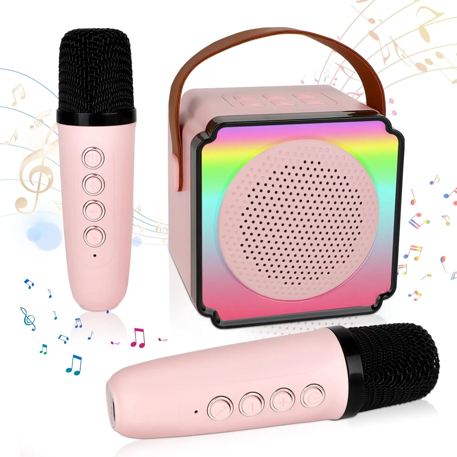 Fun improvement Voice Changing Function-Toys for 3  Years Old Girl Boys Birthday Gifts (Pink) deAO Karaoke Machine for Kids Adults$Portable Bluetooth Speaker with 2 Wireless Microphones$ 