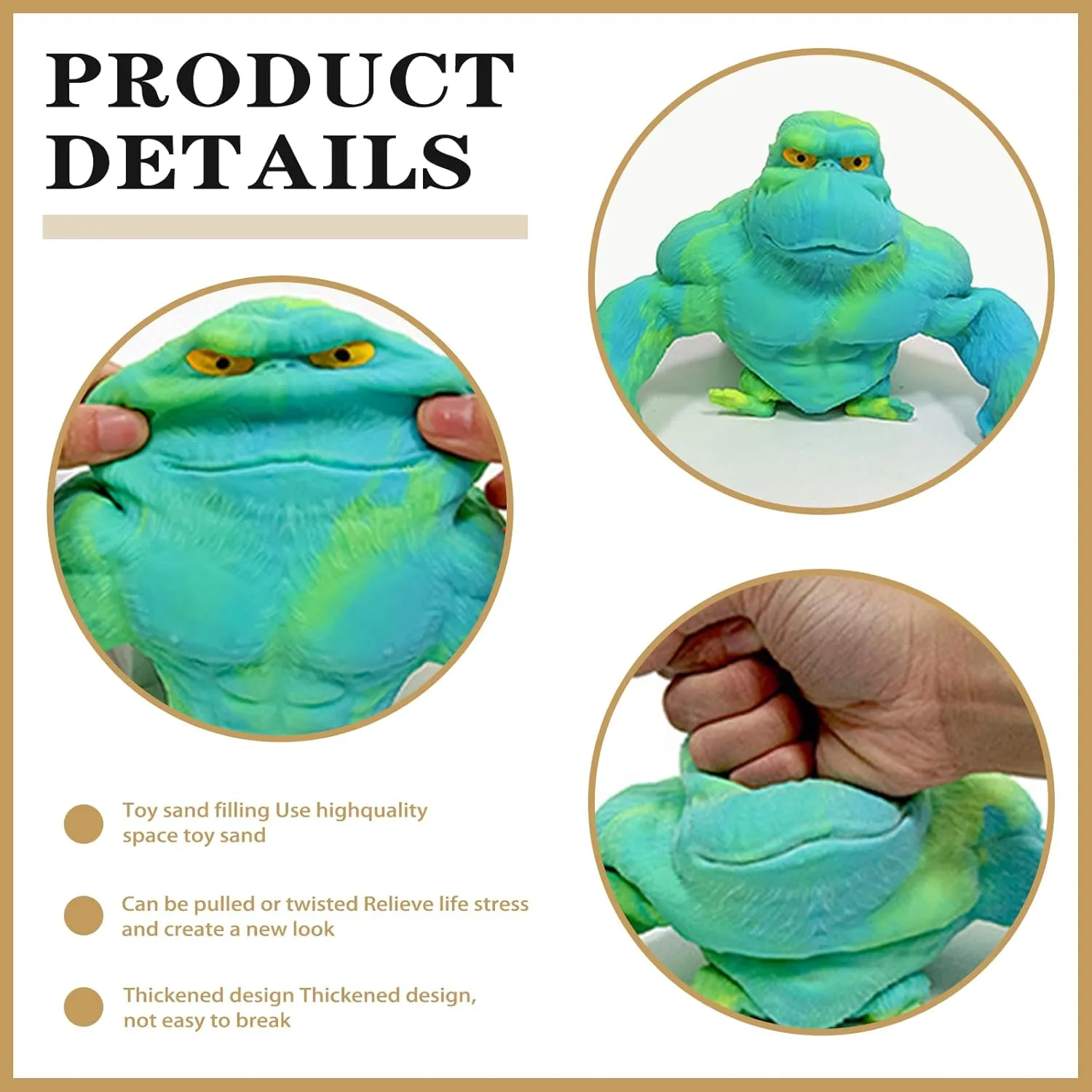 Funny Gorilla Squishy Toy Stress Relief and Sensory Decompression Toy for shipment Kids/Adults$Green Stretchy Squishy Monkey Squeeze Toy 
