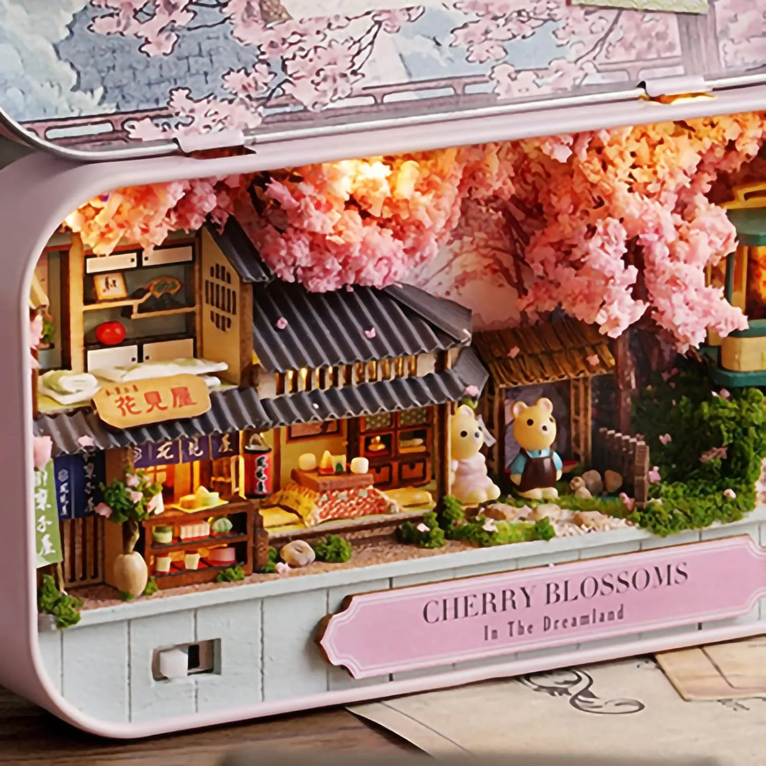 Furniture Kit,Handmade Mini Box Theater Model,1:24 Scale Creative Crafts Room Doll House Toys commune steel glow for Home Decoration (Q?007) DIY Miniature Wooden 