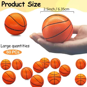 Game Kid Prize Carnival School Gift 60 Pcs Mini Basketball Stress Balls Mini Basketball Party Favor 2.5'' Inch Mini Foam Sports proclaim slope Gypsy Ball Squeeze Ball Anxiety Stress Relief for Basketball Party Sports 