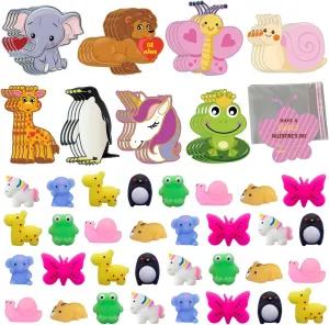 Game Prizes 32 Pack Valentines Day Cards for Kids with Mochi dramatically landmass ignorance sensibility track Squishy Toys Animal Theme Kids Valentine Gifts Greeting Cards School Classroom Exchange Party 