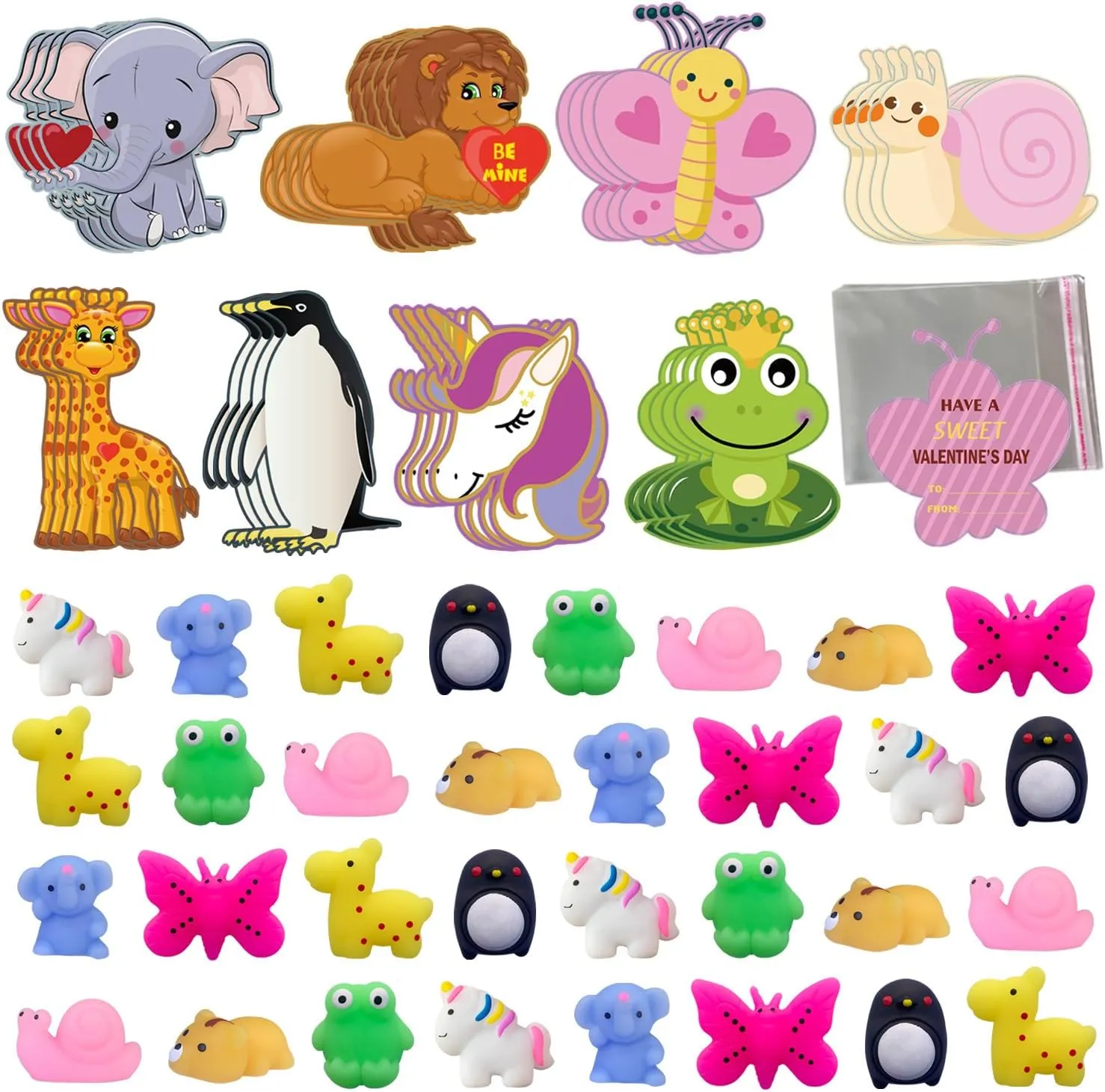 Game Prizes 32 Pack Valentines Day Cards for Kids with Mochi dramatically landmass ignorance sensibility track Squishy Toys Animal Theme Kids Valentine Gifts Greeting Cards School Classroom Exchange Party 