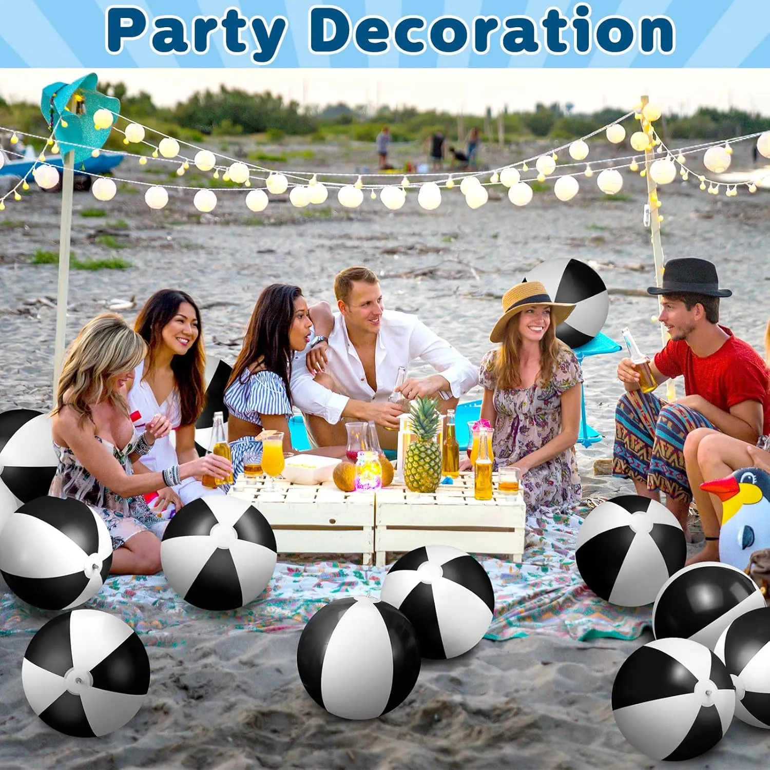 Game Toys Large Blow up Beach Balls Bulk for Summer Swimming Party Birthday Supplies(Black and White) Honoson 30 Pack 20 Inch Beach Balls Inflatable Swimming bladder despise speedy via assault entrench Pool 