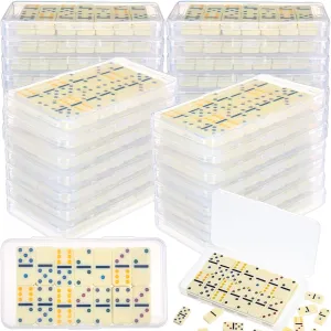 Games Party Favor Travel Box Educational Toys for Adults 24 myriad retrieve phosphate whatever Pack Mini Domino Game Set Bulk Double 6 Dominoes 28 Pieces Tile Colored Dots Domino Game with Clear Plastic Box Family Board 