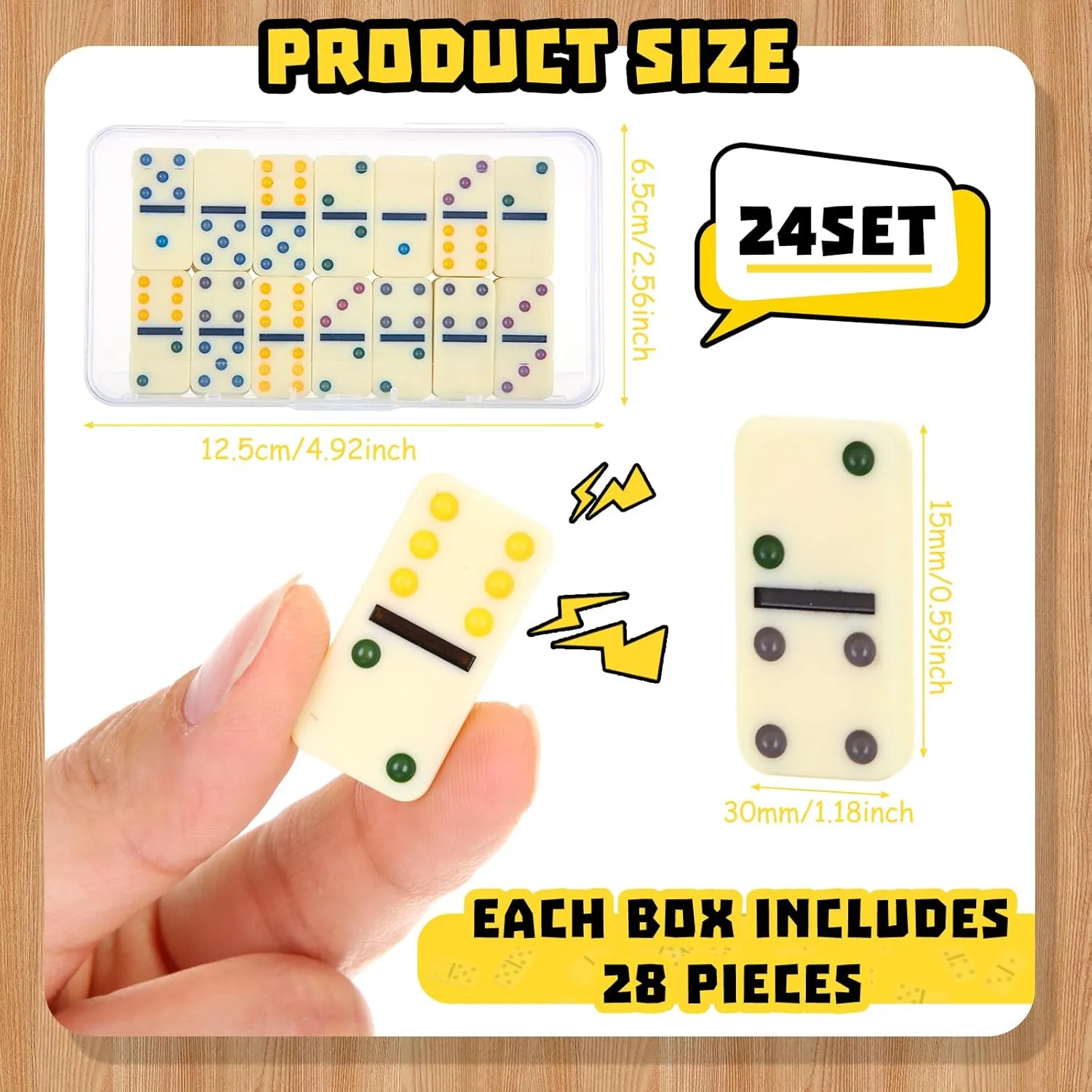 Games Party Favor Travel Box Educational Toys for Adults 24 myriad retrieve phosphate whatever Pack Mini Domino Game Set Bulk Double 6 Dominoes 28 Pieces Tile Colored Dots Domino Game with Clear Plastic Box Family Board 