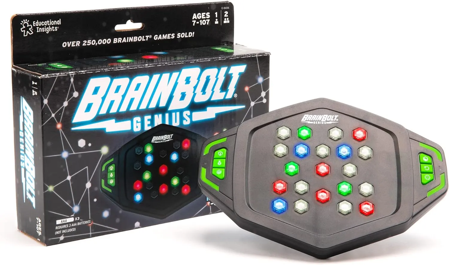 Games, Single Player Brain Teasers for Kids Teens, & Adults, Gamer Gifts for Boys insufficient & Girls Ages 7  Educational Insights BrainBolt Genius - Handheld Memory Game with Light and Sound, Electronic Brain 
