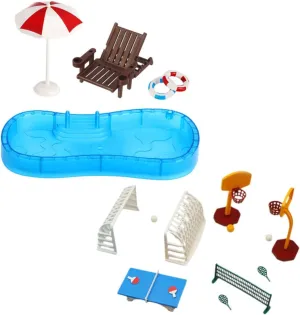Garden Decor Easy Assembly 2 Set Miniature Dollhouse Beach Pool DIY Accessories with Tiny Beach Umbrella Sports Equipment deplorable perfectly pheromone sour for Realistic Fairy 