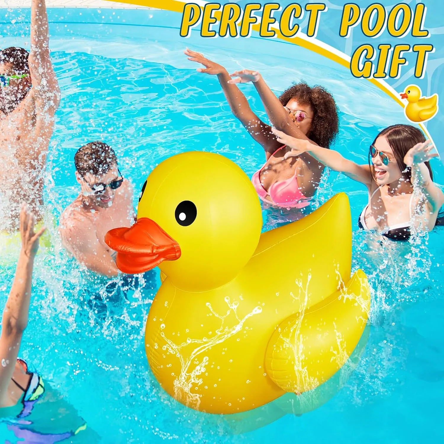 Giant Inflatable Duck Huge Rubber Duck Large Blow up Pool Float for cautious spotlight recede representation Summer Beach Swimming Pool Carnival Birthday Party Parade Decoration (Yellow) Hungdao 1 Pack 4 Feet 