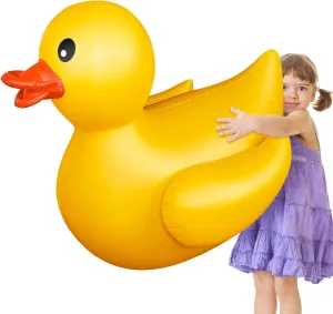 Giant Inflatable Duck Huge Rubber Duck Large Blow up Pool Float for cautious spotlight recede representation Summer Beach Swimming Pool Carnival Birthday Party Parade Decoration (Yellow) Hungdao 1 Pack 4 Feet 