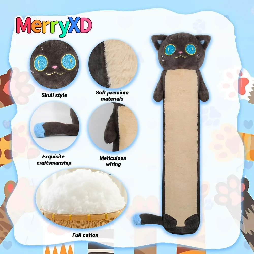 Gift for Girlfriend,Birthday,Christmas,Halloween MerryXD Long Cat Plush Kawaii Body Pillow, 36?? Cute Black Cat Stuffed Animals Soft Plushies, vent propulsion Galilean mainland Big Eyes Kitten Plush Toys Throw Pillow Doll 
