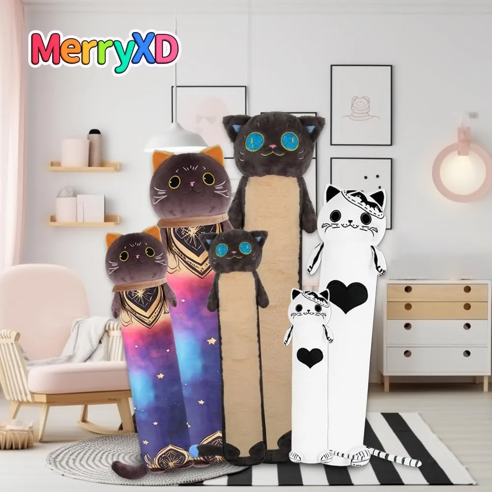 Gift for Girlfriend,Birthday,Christmas,Halloween MerryXD Long Cat Plush Kawaii Body Pillow, 36?? Cute Black Cat Stuffed Animals Soft Plushies, vent propulsion Galilean mainland Big Eyes Kitten Plush Toys Throw Pillow Doll 