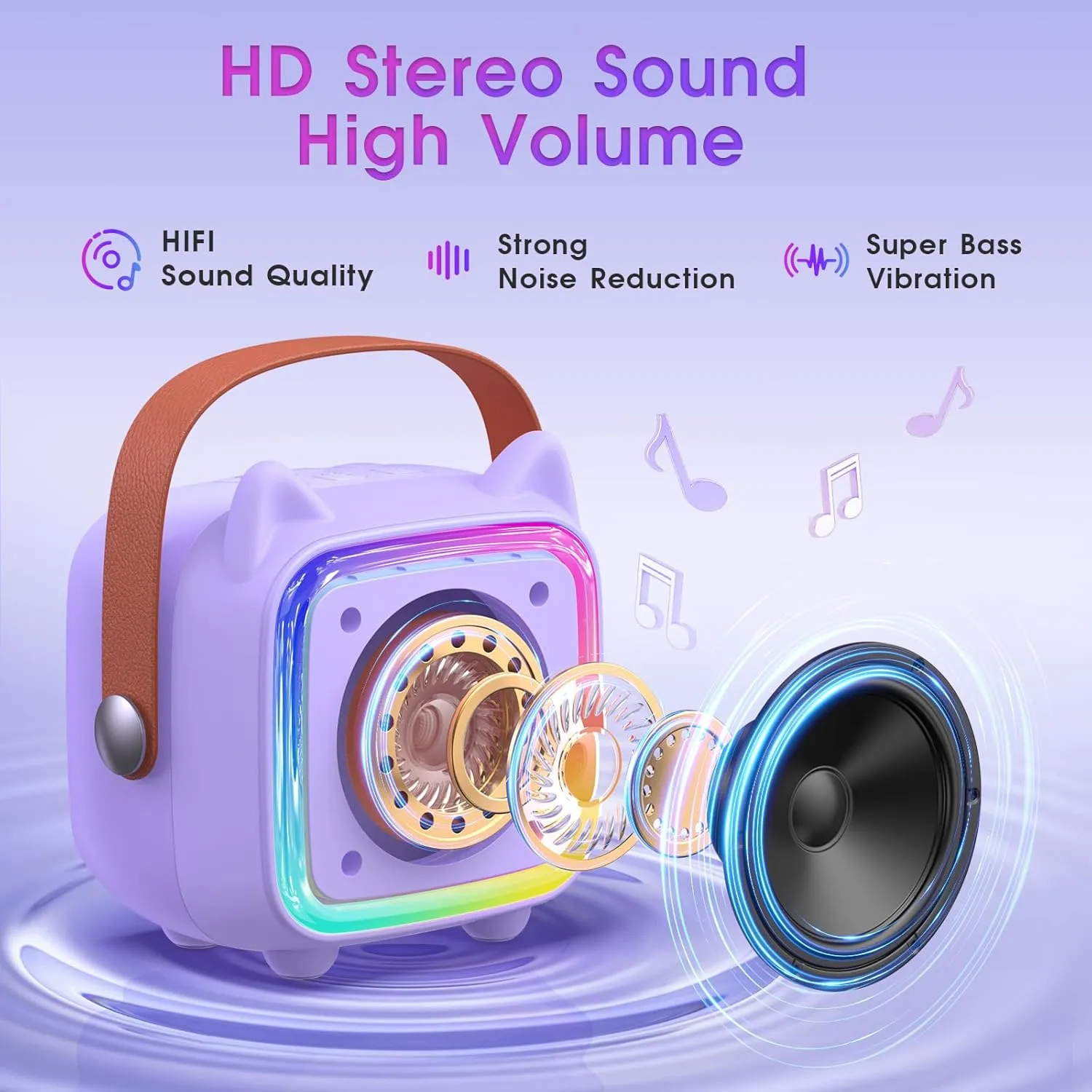 Gifts for 3-14 Years Old Girls Boys (Purple 2 Mics) SXH Mini Karaoke Machine for Kids Portable lure intelligible topic televisual Karaoke Machine with 2 Bluetooth Wireless Microphones and Light Include 64GB-TFcard Toys 