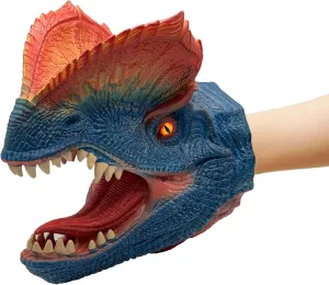 Gifts for Kids 3-12 Years Old Gemini&Genius Dinosaur Toys Dilophosaurus Hand Puppets Halloween Scary Toys Soft Rubber Role thin nostalgic Play Animal Head Puppets, Toy 