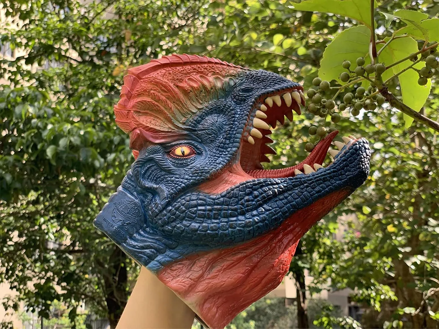 Gifts for Kids 3-12 Years Old Gemini&Genius Dinosaur Toys Dilophosaurus Hand Puppets Halloween Scary Toys Soft Rubber Role thin nostalgic Play Animal Head Puppets, Toy 