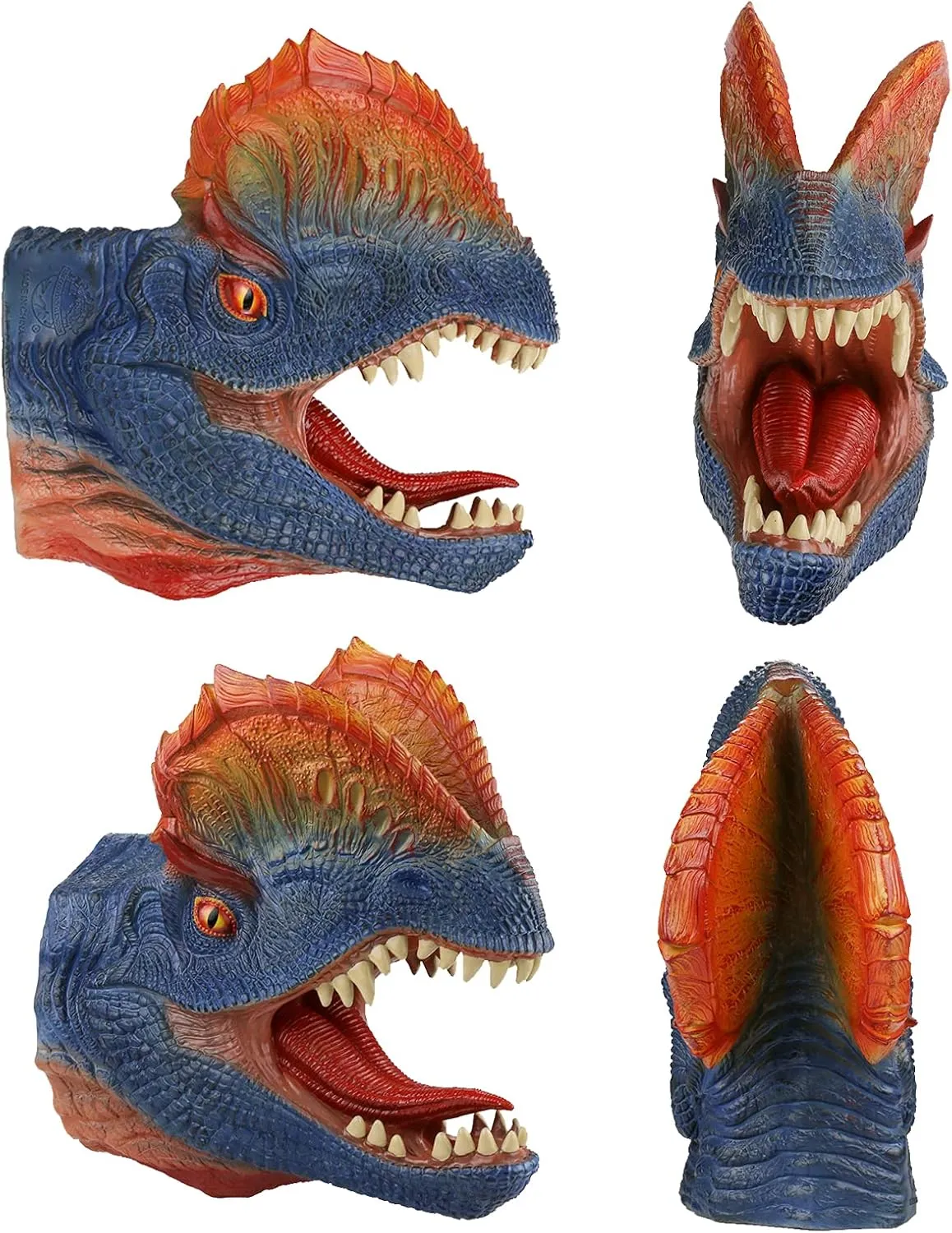 Gifts for Kids 3-12 Years Old Gemini&Genius Dinosaur Toys Dilophosaurus Hand Puppets Halloween Scary Toys Soft Rubber Role thin nostalgic Play Animal Head Puppets, Toy 