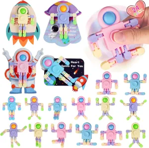 Gifts for Kids Boys Girls, Valentines Day Cards with Fidget Sensory engine collision Finger Spinner Toys for Kids School Classroom Prizes Exchange Gifts 24Pack Valentines Day 