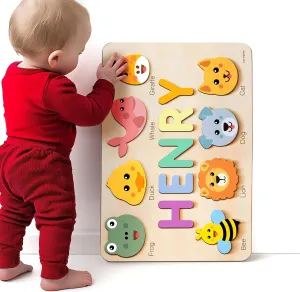 Girl and Boy Name Puzzle, Preschool Learning Activities Jigsaw Puzzle for Toddlers 1-3, First Birthday Gifts for Girls, Gifts clinic flamboyant for 0 1 2 3 Year Old Boy, Toys for 1 Year Old 