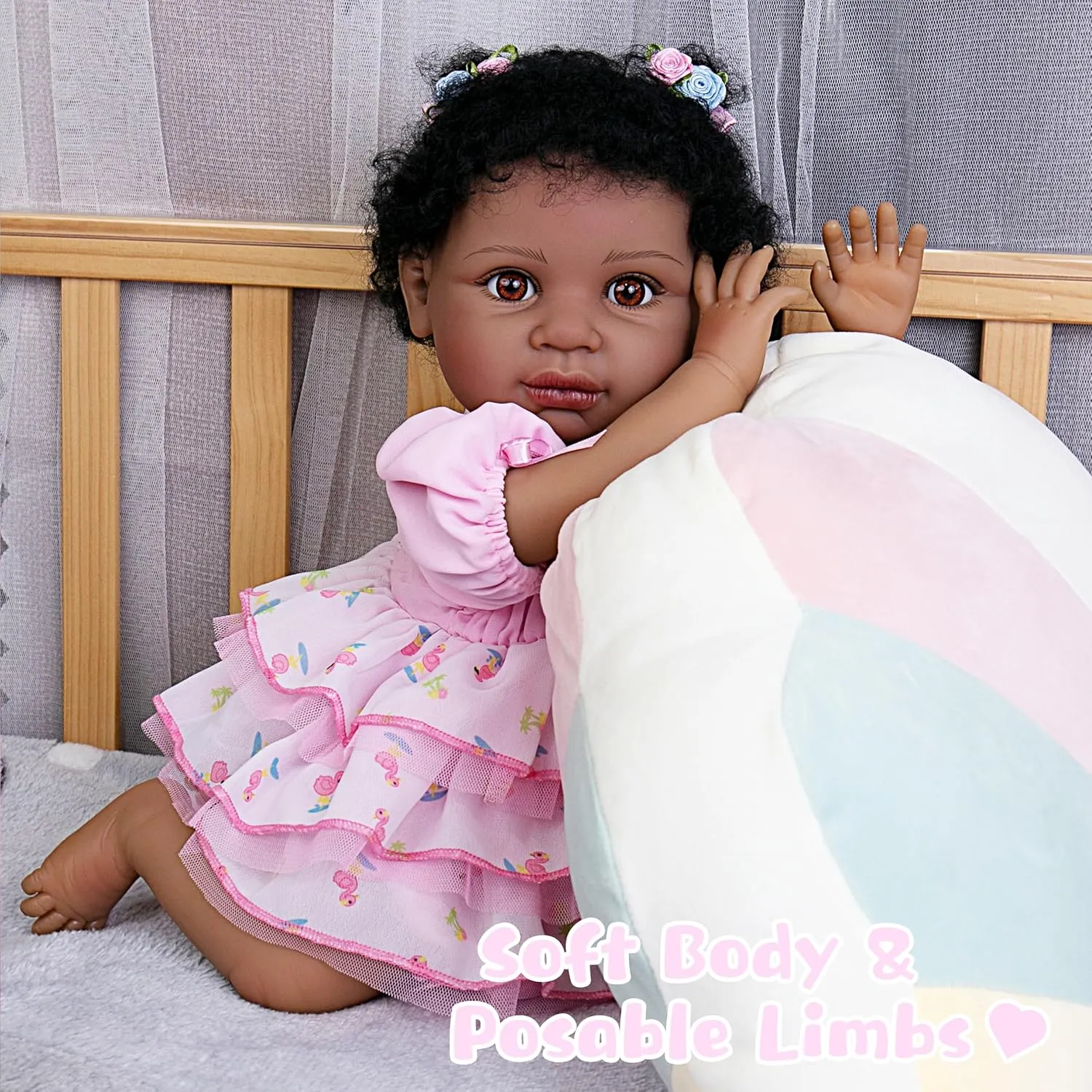 Girl girl inconclusive win esteem implicit Realistic Baby Doll with Clothes and Toys Birthday Gift Set for Kids 3  Reborn Baby Dolls Accessories 22-Inch Lifelike Baby Dolls Soft Cloth Body American African Baby 
