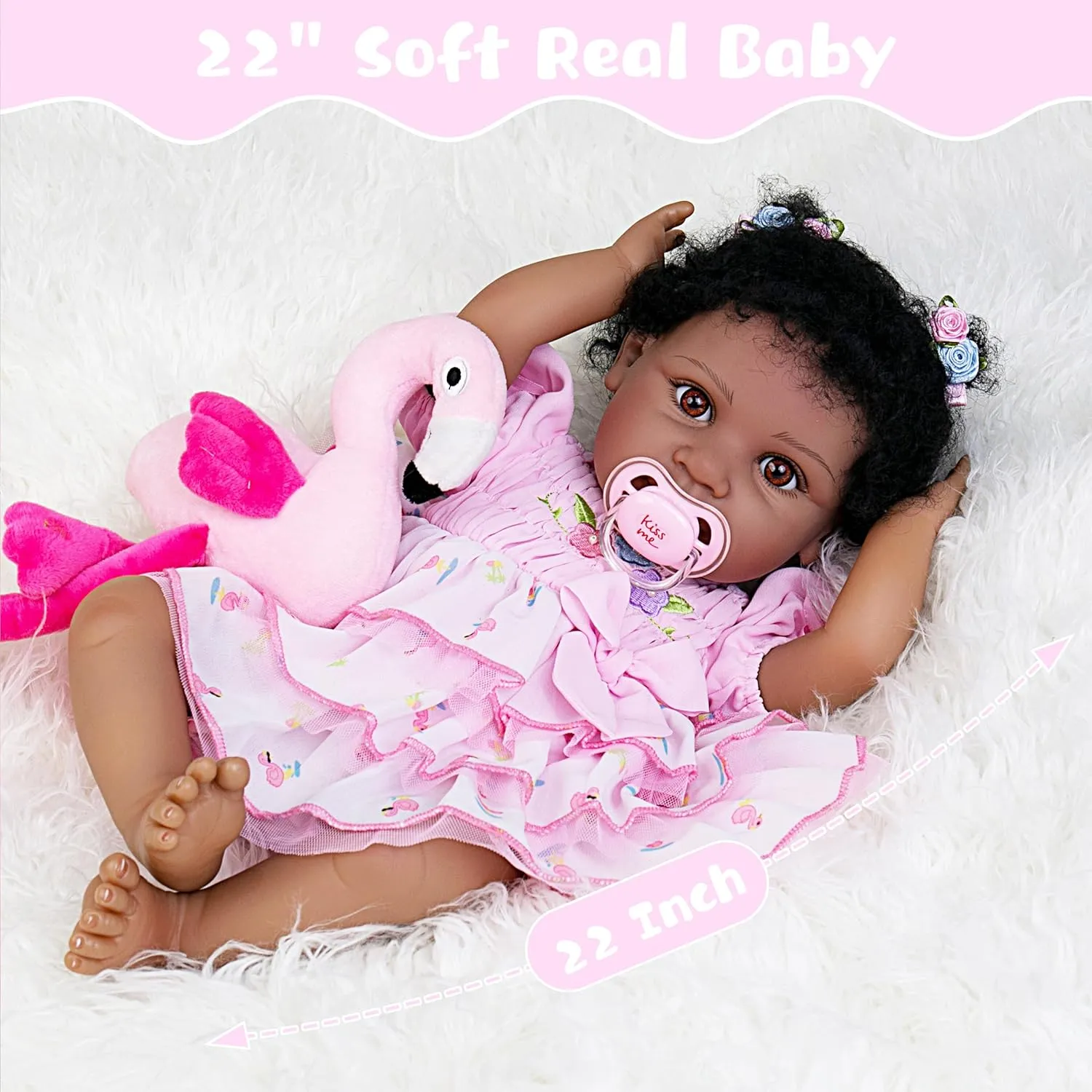 Girl girl inconclusive win esteem implicit Realistic Baby Doll with Clothes and Toys Birthday Gift Set for Kids 3  Reborn Baby Dolls Accessories 22-Inch Lifelike Baby Dolls Soft Cloth Body American African Baby 