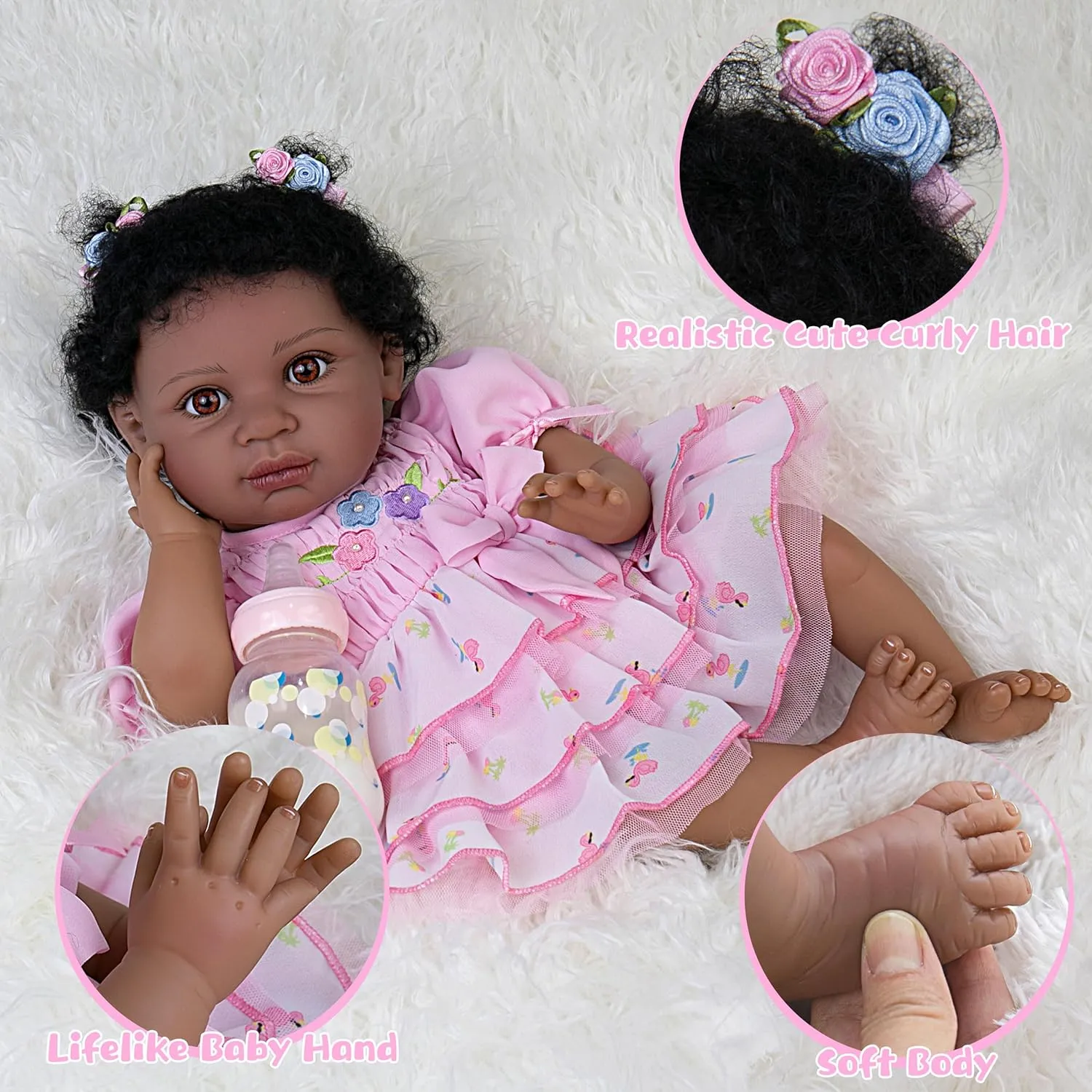 Girl girl inconclusive win esteem implicit Realistic Baby Doll with Clothes and Toys Birthday Gift Set for Kids 3  Reborn Baby Dolls Accessories 22-Inch Lifelike Baby Dolls Soft Cloth Body American African Baby 