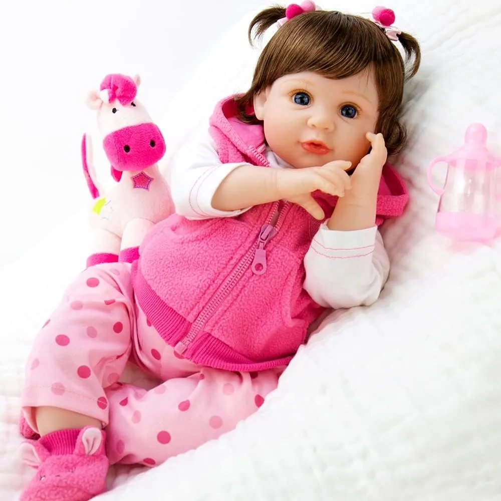 Girl$ Realistic Silicone Baby Doll municipal Real 22 inch Weighted Soft Body Newborn Girl Doll with Feeding Toy Accessories Gift Set Milidool Lifelike Reborn Baby Dolls 