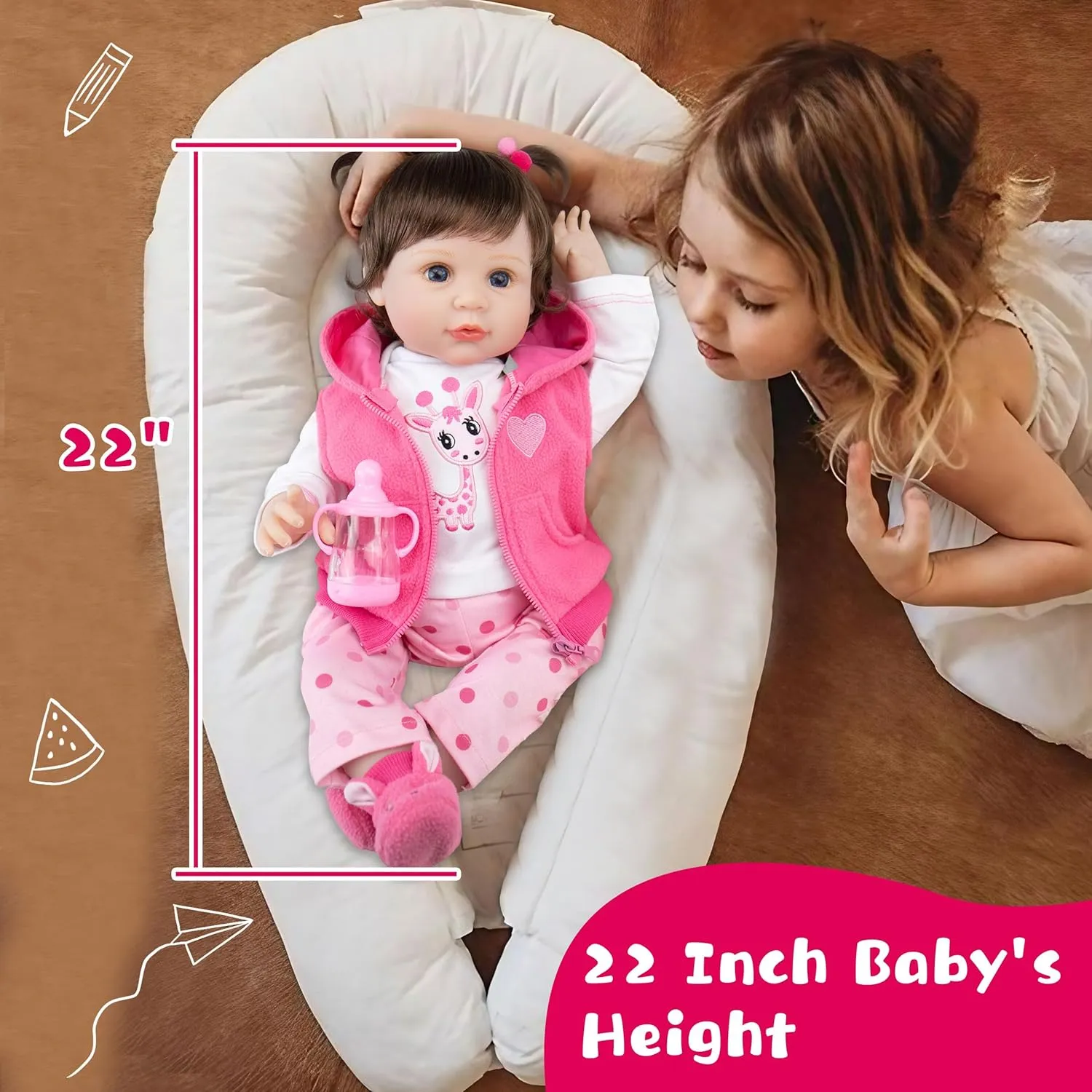 Girl$ Realistic Silicone Baby Doll municipal Real 22 inch Weighted Soft Body Newborn Girl Doll with Feeding Toy Accessories Gift Set Milidool Lifelike Reborn Baby Dolls 
