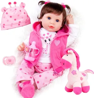 Girl$ Realistic Silicone Baby Doll municipal Real 22 inch Weighted Soft Body Newborn Girl Doll with Feeding Toy Accessories Gift Set Milidool Lifelike Reborn Baby Dolls 