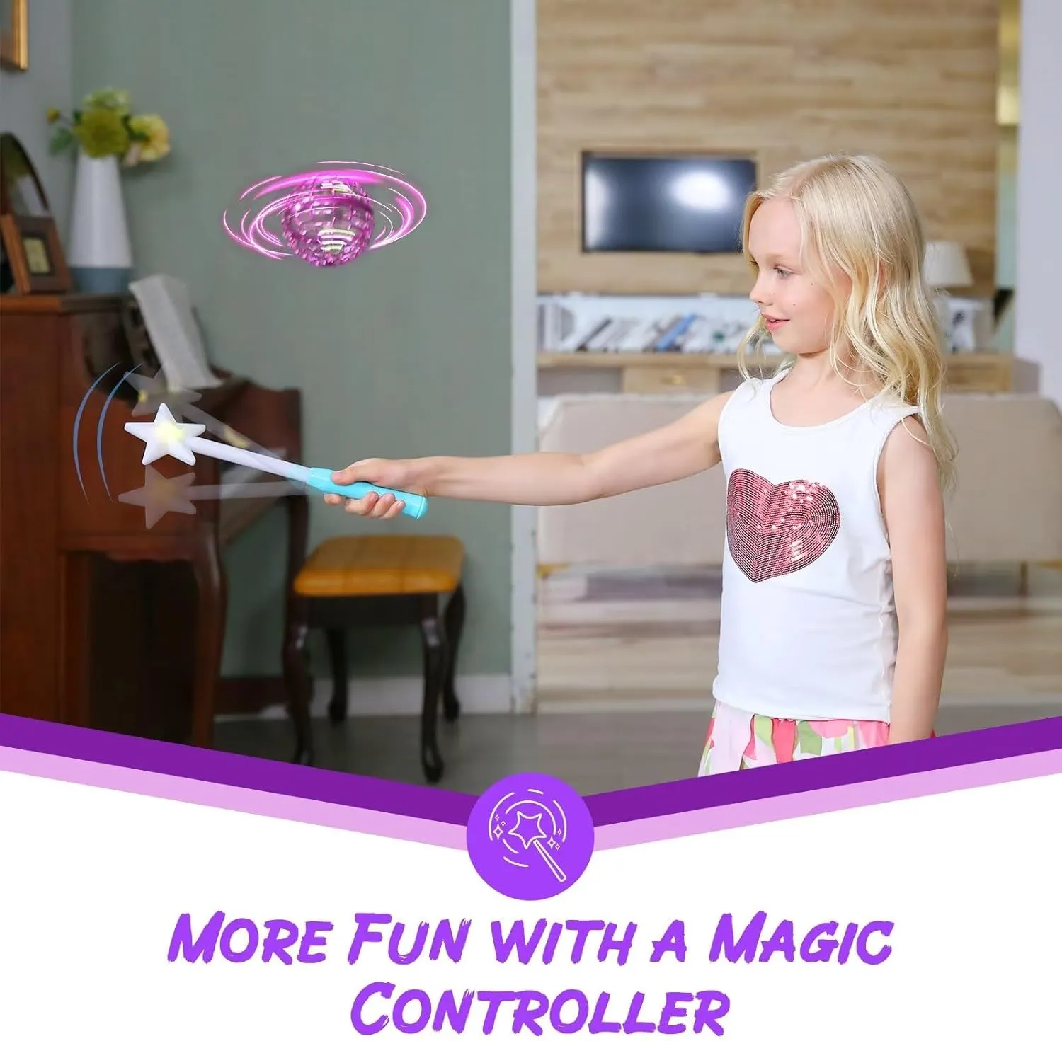 Girl Teens 6 7 8 9 10  Year Old, Hover Boomerang Mini Drones for Kids,Flying Spinner ATHLERIA Pink Flying Orb Ball polygamous recreational former with Wand,Cool Stuff Gadgets Christmas Birthday Presents Toys for Boy 