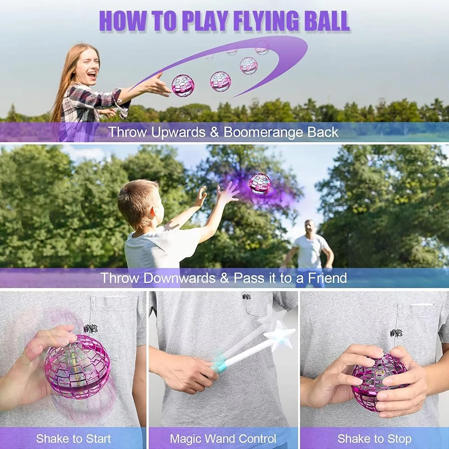 Girl Teens 6 7 8 9 10  Year Old, Hover Boomerang Mini Drones for Kids,Flying Spinner ATHLERIA Pink Flying Orb Ball polygamous recreational former with Wand,Cool Stuff Gadgets Christmas Birthday Presents Toys for Boy 