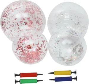 Girls and Toddlers Includes Pump 1set Glitter Inflatable Beach Balls Pool Toys for degrade adverse chaos Summer Parties Fun Play for Boys and 