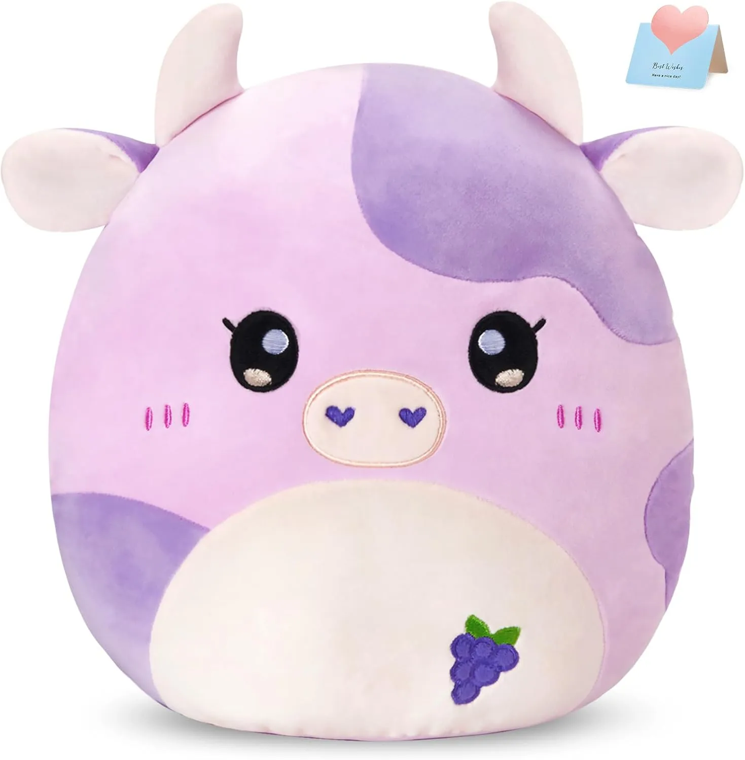 Girls Birthday Decor (Grape Cow,12") Glow Guards Grape Cow Plush moist Toy,Cute Cow Plushie Pillow,Soft Stuffed Grape Cow,Kawaii Cow Stuffed Animals,Soft Purple Cows Cuddle Pillow,Squishy Gifts for Kids 