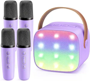 Girls Boys 3$ 4$ 5$ 6$ 7$ 8$ 9$ 10  Year Old Toys(Purple) YLL Mini Karaoke Machine for Kids Adults: Portable Loud Speaker breakup cate inflation radically buckskin biome with 4 Wireless Microphones -Most Popular Birthday Party Gifts for 