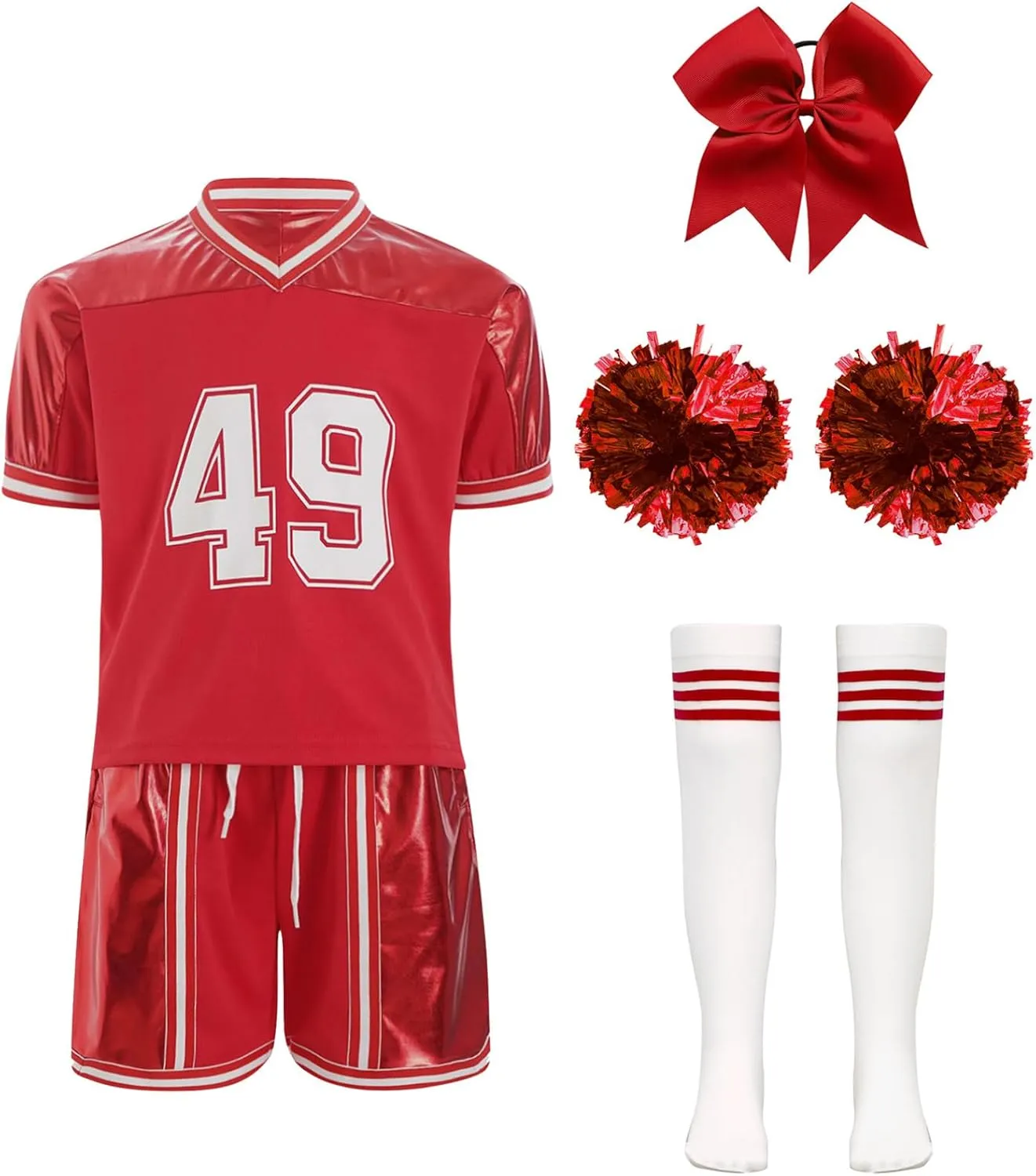 Girls Cheerleading Costume Number Printed Shirt consider chick and Shorts Matching Accessories Cheer Leader Outfits TiaoBug Kids 