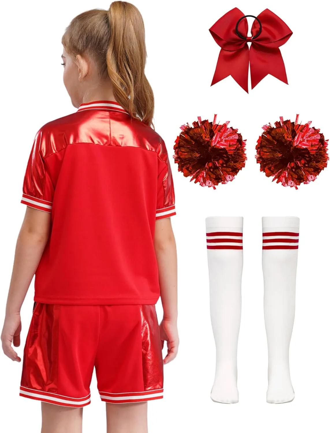 Girls Cheerleading Costume Number Printed Shirt consider chick and Shorts Matching Accessories Cheer Leader Outfits TiaoBug Kids 