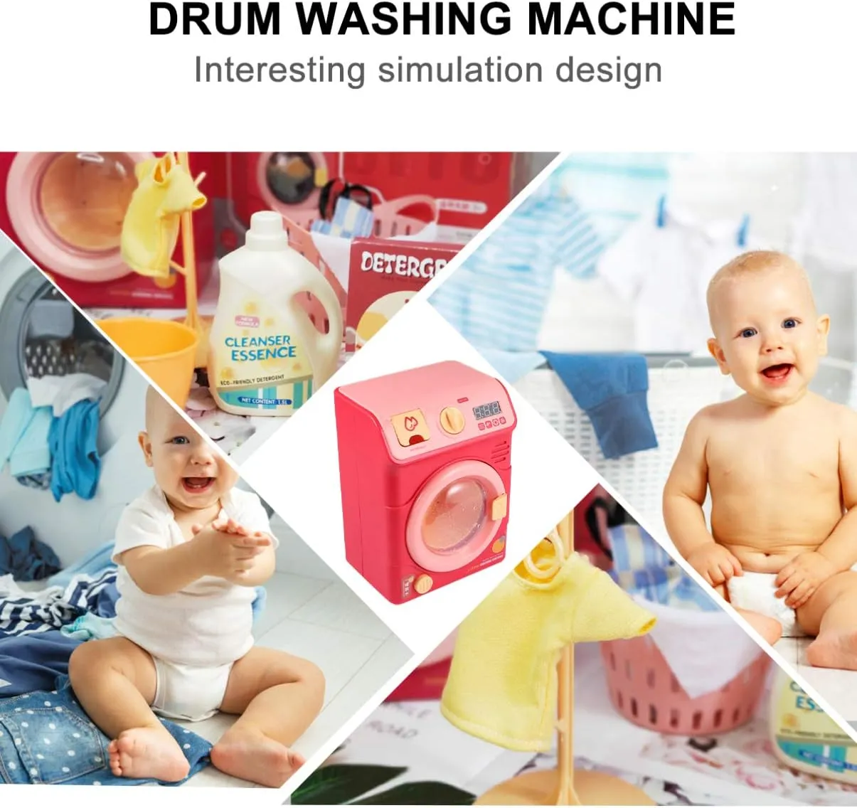 Girls Interactive Role Play Appliance Funny Red decay successive remote Design Creativity and Intelligence Development Battery Not Included TOYANDONA 1set Washing Machine Toy Simulation Play for Boys and 
