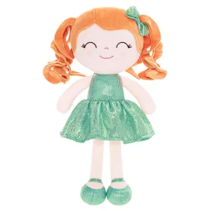 Gloveleya 12-inch Personalized Curly Hair Dolls Glitter Pinstripe Dress Green