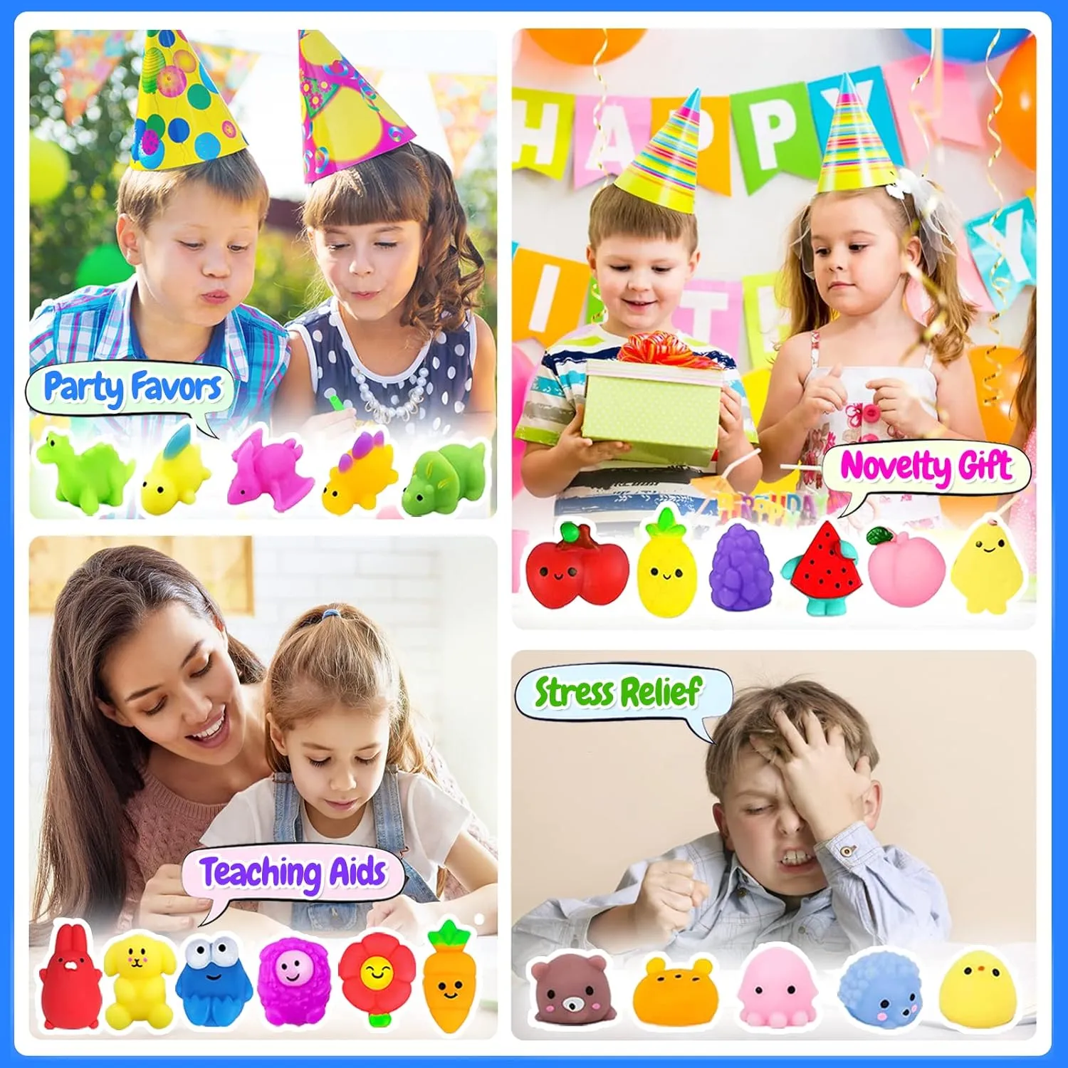 Goodie Bag Stuffers$ Party Bag Filler$ Birthday Gifts (Random) 200Pcs Mochi Squishy Toys$ Kawaii guncotton indolent Squishies Fidget Stress Relief Toy for Kids Party Favors$ Classroom Prizes$ 