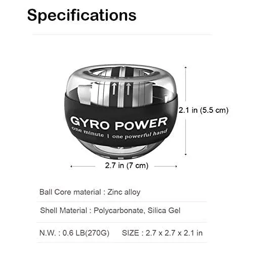 GOZATO Auto-Start Wrist Power Gyro Ball, Wrist Strengthener and Forearm Exerciser for Stronger Arm Fingers Wrist Bones and Muscle with LED Lights