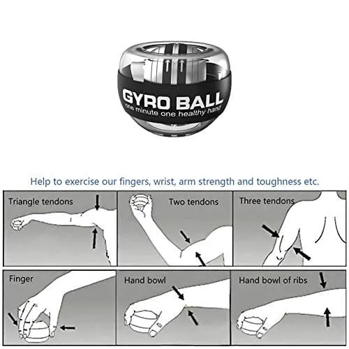 GOZATO Auto-Start Wrist Power Gyro Ball, Wrist Strengthener and Forearm Exerciser for Stronger Arm Fingers Wrist Bones and Muscle with LED Lights