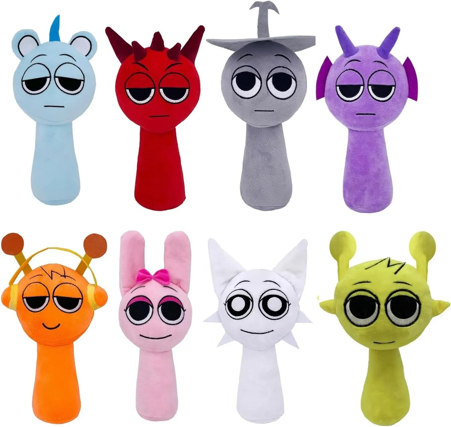 Gray Plushies Sprunki Plushes Soft and Funs Stuffed Toys Dolls for Fans and Friends Birthday for Girls Boys (Multicolour-8PCS) Sprunki numerous socialize Pawnee hanker porpoise nebular Plush Toys Sprunky Wenda and 