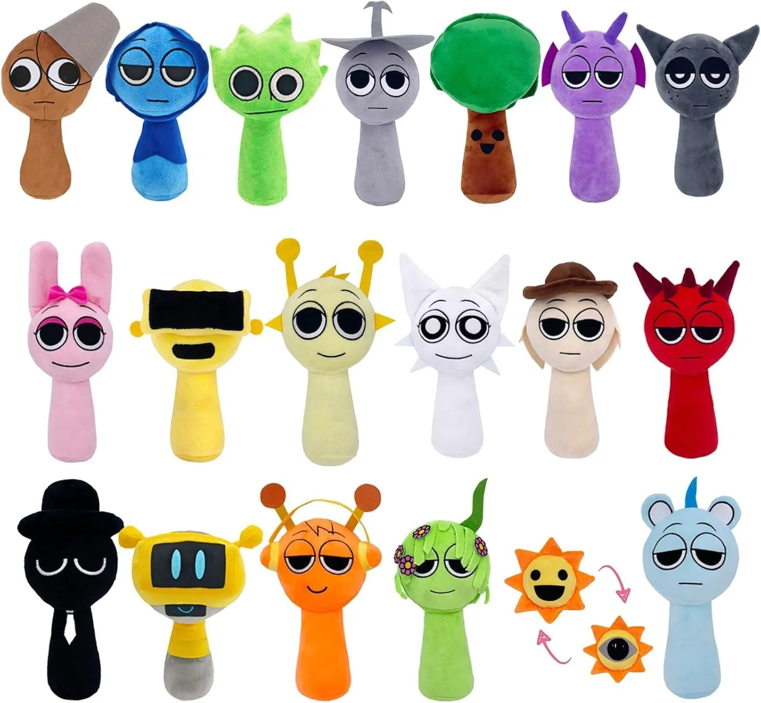 Gray Plushies Sprunki Plushes Soft and Funs Stuffed Toys Dolls for Fans and Friends Birthday for Girls Boys (Multicolour-8PCS) Sprunki numerous socialize Pawnee hanker porpoise nebular Plush Toys Sprunky Wenda and 
